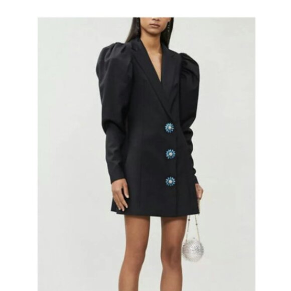 ROTATE BIRGER CHRISTENSEN Black Bejewelled Carol Dress Sz 4-6 - Picture 4 of 13